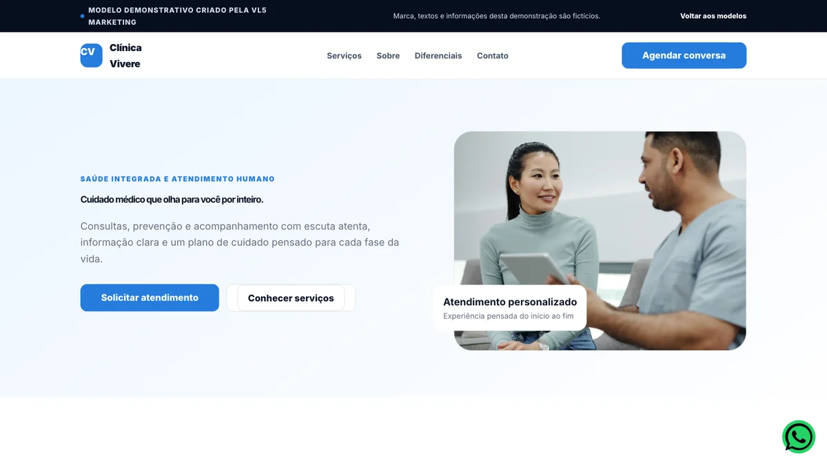 Modelo demonstrativo de site para clínica médica