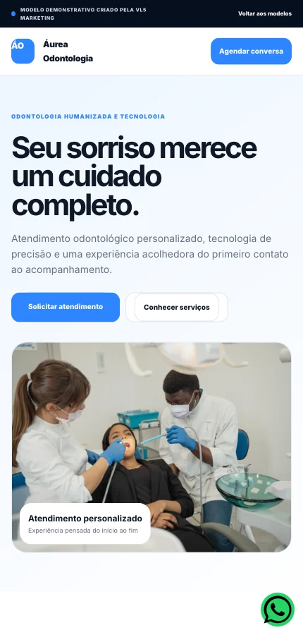 Versão para celular do modelo de odontologia